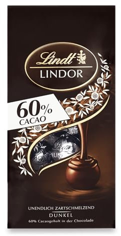 Lindt Schokolade LINDOR Kugeln 60% Kakao Extra Dunkel | 137 g Beutel | ca. 10 Kugeln feinherbe Edelbitter Schokolade mit zartschmelzender Füllung | Pralinen-Geschenk | Schokoladen-Geschenk