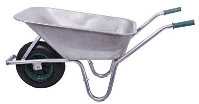 Schubkarre 100 Liter bis 250 kg Belastbarkeit, verzinkt (Gartenkarre Bauschubkarre Baukarre Gartenschubkarre für Baustelle, Stall, Garten, Laub, Bauschutt)