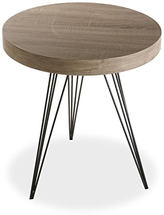 Versa Fontana Mesa Auxiliar para el Salón, la Habitación o la Cocina. Moderna Mesilla Baja, Medidas (Al x L x An) 55 x 50 x 50 cm, Madera y Metal, Color Marrón y Negro