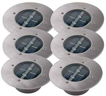Ranex 6er SET LED Solar Bodeneinbaustrahler CARLO rund Edelstahl Schutzklasse IP67