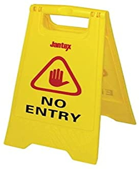 Jantex Commercial Collapsible Double Sided Floor Safety Sign, Yellow L434 | Restricts entry to closed zones and hazard areas with a prominent No Entry warning to prevent unauthorized access.
