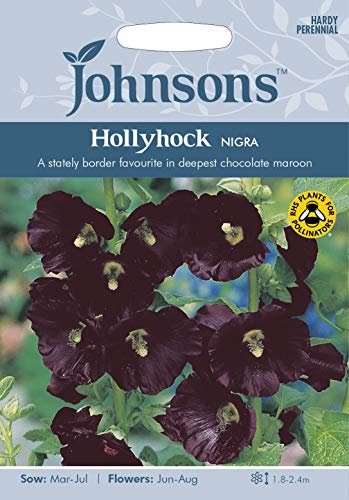 Johnsons 20125 Flower Seeds, Hollyhock Nigra, Deep Maroon