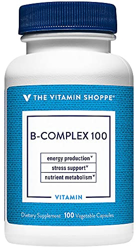 The Vitamin Shoppe Vitamin B-Complex Supplement, High-Potency B Vitamins for Energy Production, Stress Support & Nutrient Metabolism, Gluten Free, 100 Vegetable Capsules