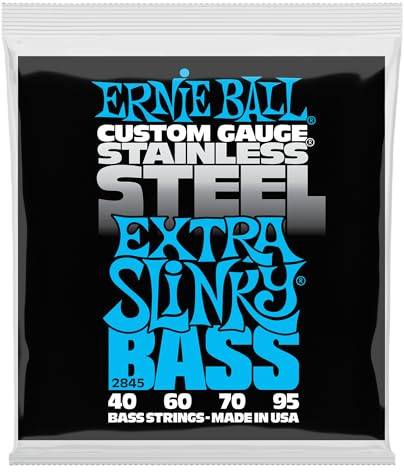 Ernie Ball, Extra Slinky Stainless Steel, Corde per basso elettrico, diametro 40-95