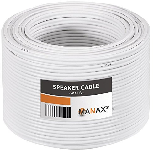 MANAX Câble de haut-parleur 2 x 1,50 mm² blanc 50,0 m