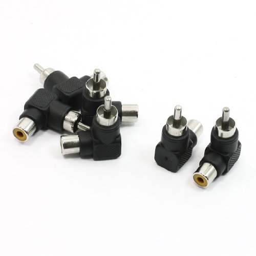 sourcing map Angle Droit RCA Mâle à Femelle Jack Adaptateur Connecteur 6Pcs