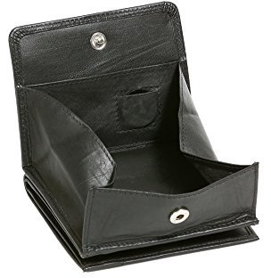 Wiener-Schachtel im Ausweis-Format mit großer Kleingeldschütte und RFID Schutz LEAS, in Echt-Leder, schwarz - LEAS Special Edition