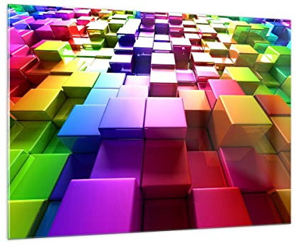 Bilder auf Glas 100x70cm Glasbild Abstrakt bunt entwurf muster Groß Wanddeko Bild im Glas Schlafzimmer Küche Deko Wandbilder Dekoration Wohnzimmer Modern Wall Decor Wand Kunstdruck Art GAA100x70-2174