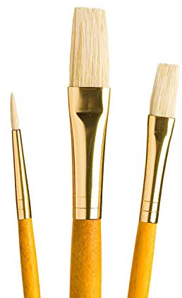 Princeton Art & Brush Real Value Naturborstenpinsel-Set, rund, Größe 3, flach, Größe 4 und 8