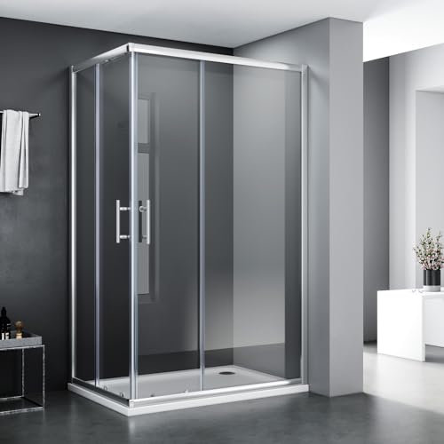 SONNI Mamparas de Ducha Corredera 120x100 cm,Angular Puertas Retangular,Easyclean Vidrio Templado de Seguridad 5mm con NANO Tratamiento Antical