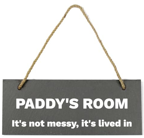 Personalised Bold Design Hanging Slate House Garden Sign/Plaque - 25x10cm |