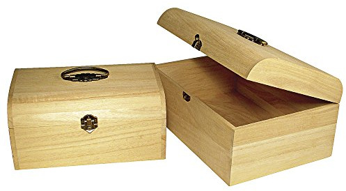 Rayher 6166500 Holz-Koffer mit Antikbeschlag, 24,5x16,5x11,5 cm