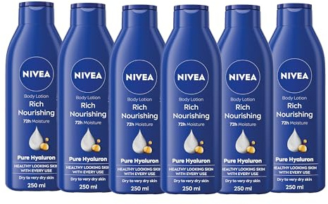 NIVEA Rich Nourishing Body Lotion (250ml), 48hr Replenishing Body Lotion, Intensive Moisturising Cream with Almond Oil, Creamy Hydrating Formula