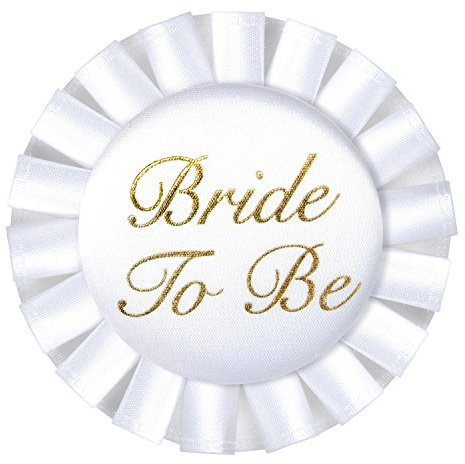 Bride To Be Satin Button Party Accessory | White | 3.5-Inch | (1-Count)