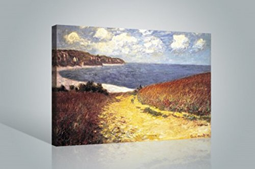1art1 Claude Monet Poster Strandweg Zwischen Weizenfeldern Nach Pourville, 1882 Bilder Leinwand-Bild Auf Keilrahmen | XXL-Wandbild Poster Kunstdruck Als Leinwandbild 120x80 cm