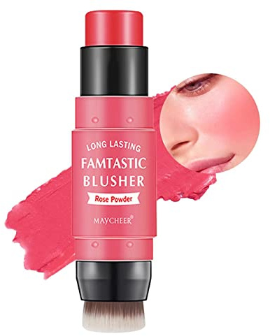 Rubor en barra para mejillas | Rubor en barra de maquillaje para mejillas con brocha,Rubor de mejillas, lápiz labial, barra de maquillaje de sombra de ojos, regalo de cosméticos de maquillaje Generic