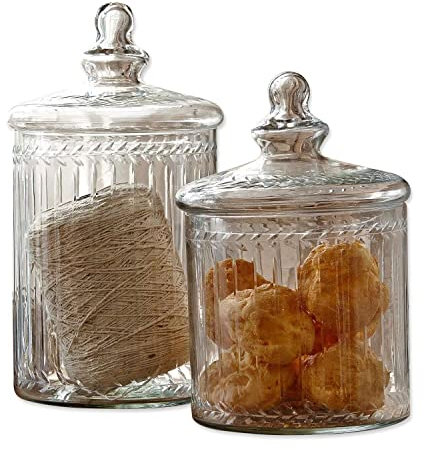 Loberon Glasdose 2er Set Maledisant, Glas, H/B/T/Ø ca. 30/16 / 16/16 cm, klar, klar