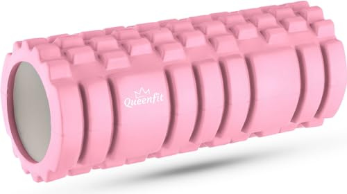 Rodillo de masaje para fascia de hasta 120 kg, eficaz para entrenamiento funcional, rodillo de masaje para automasaje de piernas y espalda, promueve la circulación sanguínea y la regeneración (rosa)