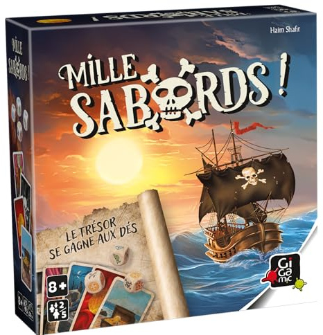 GIGAMIC - Mille Sabords - Jeux de société - Jeu de dés pirate dès 8 ans - Jeu d'ambiance pour enfant, famille et amis - De 2 à 5 joueurs - 30 Min - Version Française - AMZMI