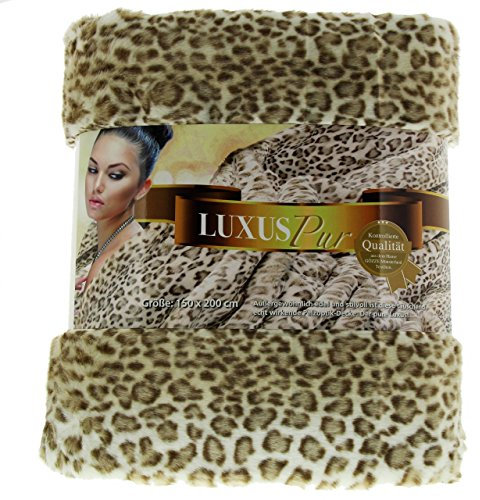 Gözze - Wohndecke, Kunstfell in edler Pelzoptik, Design Schneeleopard, 150 x 200 cm - Weiß/Braun