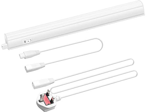 ENUOTEK Under Kitchen Cabinet Lighting, 4W T5 Under Cupboard Light Tube LED Neutral White 4000K, Kitchen Light Under Cabinet LED Length 313MM with British Power Plug Replace T5 Fluorescent, 1 Lamp