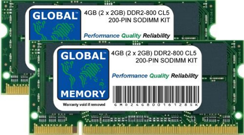 GLOBAL MEMORY 4GB (2 x 2GB) DDR2 800MHz PC2-6400 200-PIN SODIMM Memoria RAM Kit para Intel iMac PRINCIPIOS DE 2008 20 Pulgadas (2.4GHz, 2.66GHz) / 24 Pulgadas (2.8GHz, 3.06GHz)