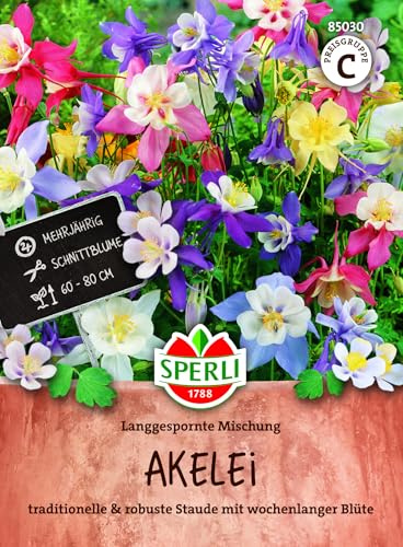 Sperli Akeleisamen Langgespornte Mischung 85030, Blumensaat | Mehrjährige, winterharte Blumensamen für Stauden- & Naturgärten, als Topf- oder Schnittpflanze