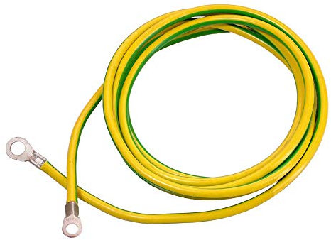 as - Schwabe Erdungskabel – 3 m Aderleitung - Erdungsleiter - Erdungsleitung mit 1 Ringöse A8 / 16mm² & A10 / 16mm² - Für Kreuzerder – für Gewerbe & Baustelle – Made in Germany – gelb/grün, 70869