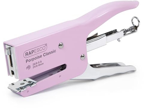 Rapesco 1345 Porpoise Grapadora Clásica de Tenaza, Capacidad para 45 Hojas, Rosa