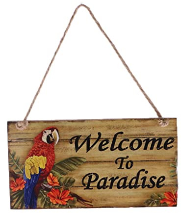 F Fityle Bienvenue Au Paradis/Paradis Retrouvé Panneau en Bois Panneau De Fête De Mariage Plaque Suspendue - Welcome to Paradise
