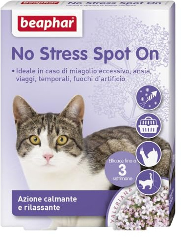 Beaphar No Stress Spot On Katze, beruhigende Katze, 3 Pipetten, beruhigende und entspannende Wirkung, wirkt in 1 Stunde, für eine ruhige und stressfreie Umgebung