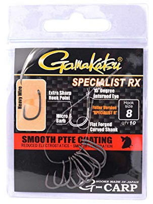 Gamakatsu Specialist Rx Haken - 10 Karpfenhaken zum Angeln auf Karpfen, Angelhaken zum Karpfenangeln, Einzelhaken, Öhrhaken, Größe:4