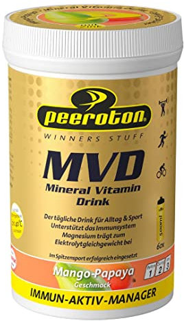 Peeroton MVD Mineral Vitamin Drink - Mango-Papaya, Elektrolyt Pulver mit den 5 wesentlichen Elektrolyten plus Zink, Magnesium und Vitamin C - regelmäßig einnehmen und das Immunsystem stärken, 300g