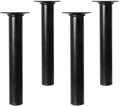 Amig - Pack de 4 Patas Redondas para Mueble - 30X200 mm - Acero - para Mesas de Centro, Noche, Cómodas... - Tapón Antirayaduras - Resistentes - Blanco - Tornillería incluída