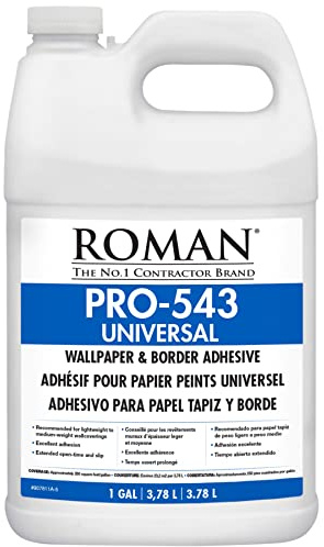 ROMAN’s PRO-543 Universal Border and Wallpaper Adhesive for Home Improvement, White, 1 Gallon (250 Sq. Ft.)