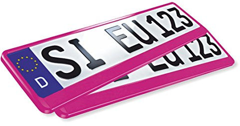 2 x EU Kfz Kennzeichenhalter ERUSTAR pink universal PKW Nummernschildhalter Kennzeichenhalterung 520 x 110 mm der FA. UTSCH