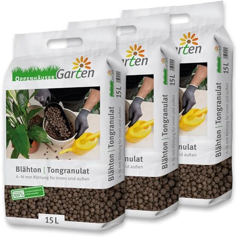 OPPENHÄUSER Argile expansée 30L : granulés d’Argile 4–16 mm pour Jardin, Drainage et Culture hydroponique à Utiliser dans des Pots de Fleurs, Plantes d’intérieur, intérieur et extérieur