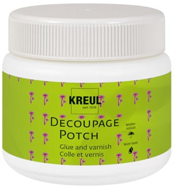 KREUL 48251 - Art Potch Decoupage Vernice satinata a base d'acqua per decoupage barattolo da 150 ml Si asciuga rapidamente e diventa trasparente