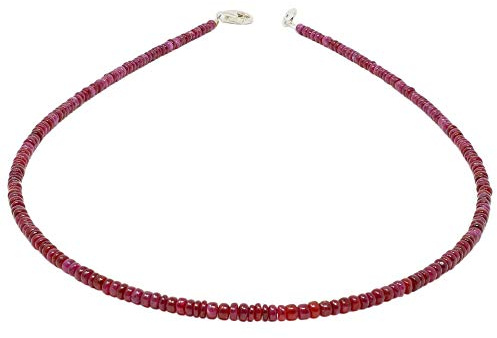 Kette Collier aus echtem Rubin & 925 Silber Edelsteinkette rot Rubinkette für Damen