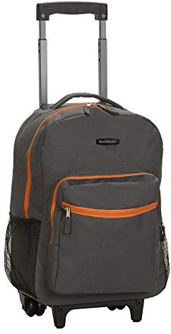 Rockland Double Handle 17 Rolling Backpack, Charcoal
