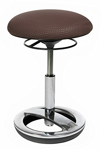 Topstar Sitness Bob, ergonomischer Sitzhocker, Arbeitshocker, Bürohocker mit Schwingeffekt, Sitzhöhenverstellung, Standfußring Alu, poliert, Stoffbezug, dunkelbraun