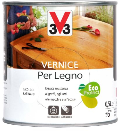 V33 Vernice per Legno Incolore Satinato 0,5L
