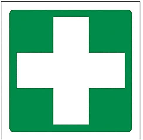 vsafety 31028 AF-S Erste Hilfe Logo Erste Hilfe Allgemeine Schild, selbstklebend, quadratisch, 100 mm x 100 mm, grün