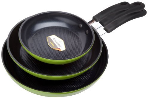 Ozeri Green Earth - Set di 3 padelle antiaderenti in ceramica da 20, 26 e 30 cm (senza PTFE e PFOA)