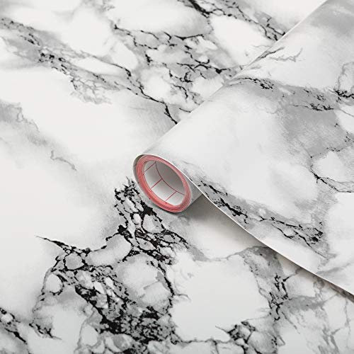 d-c-fix vinyl wrap Marmi white marble effect 45 cm x 2 m - sticky back plastic roll for furniture, kitchen & cupboards - contact paper sticker self adhesive film