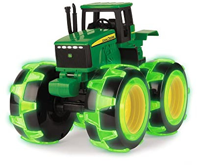 Tomy 46434 37792 Spielzeugtraktor John Deere Monster Treads, Traktor mit leuchtenden Rädern in NEON-Grün, zum Spielen und Sammeln von Kinderautos für Jungen im Innen- und Außenbereich ab 3 Jahren