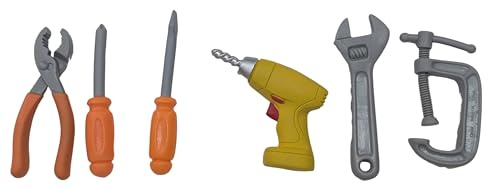 Miniblings 7 x BAU verktyg set figur verkstad hantverkare hammare tång såg