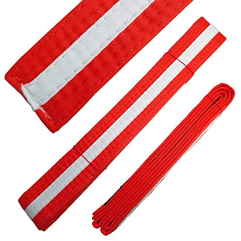 Ace Martial Arts Supply White Stripe Color Belts (Red, 1)