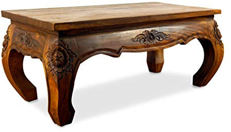 livasia Opiumtisch aus Massivholz – 80x40x35cm – Handgeschnitzter Beistelltisch Holz aus Thailand, Nachhaltig und Zeitlos, setzt Stilvolle Akzente als Sofatisch