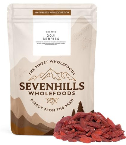 Sevenhills Wholefoods Organic Raw Goji Berries 1kg | 100% Pure & Natural | for snacking, baking, cereals, porridge | GMO-free | Gluten-free | Wolfberries